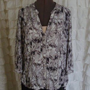 H&M grey, black and white blouse size 10